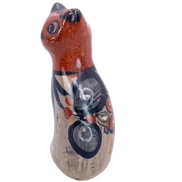 Tonala Mexico Pottery Cat Kitten Kitty Folk Art Ceramic Hand Painted Vintage - Picture 4 of 7